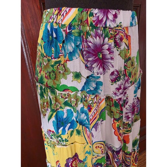 Anttony Womens Floral Paisley Maxi Skirt XL Elastic Waist Rayon Viscose - Picture 2 of 5